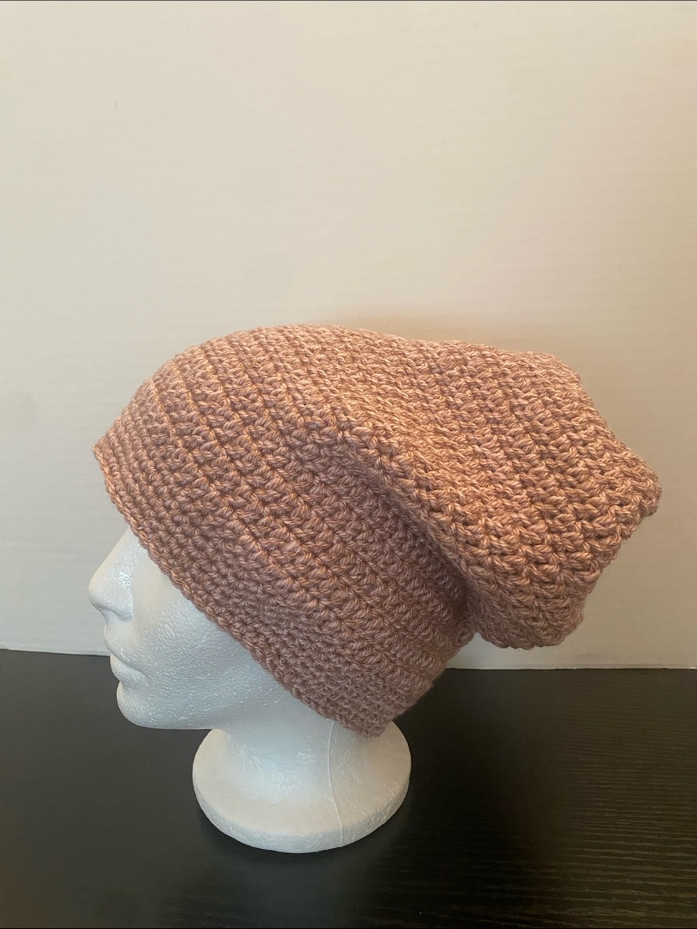 Women's Crochet Slouch Beanie - Blush Pink - Picture 2 of 8